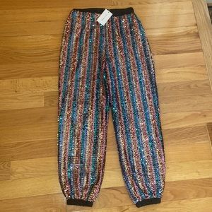 Lovers + Friends Sequin Rainbow Striped Joggers